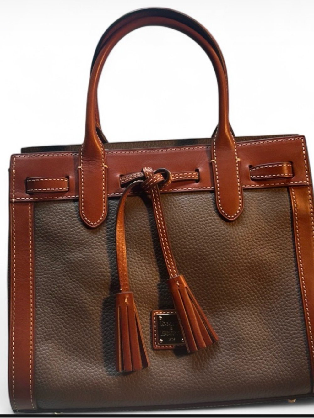 Dooney & Bourke Brown Trim Black Pebbled Satchel